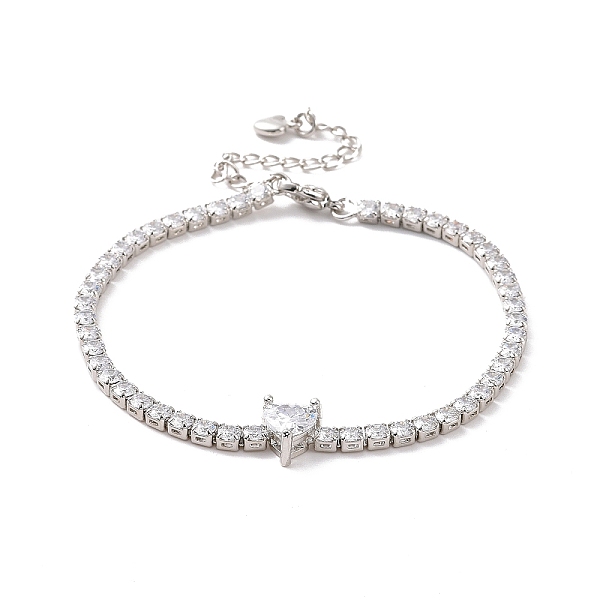 PandaHall Clear Cubic Zirconia Tennis Bracelet with Heart, Brass Square Link Chain Bracelet for Women, Platinum, 7-3/8 inch(18.8cm) Cubic...
PandaHall Clear Cubic Zirconia Tennis Bracelet with Heart, Brass Square Link Chain Bracelet for Women, Platinum, 7-3/8 inch(18.8cm) Cubic...