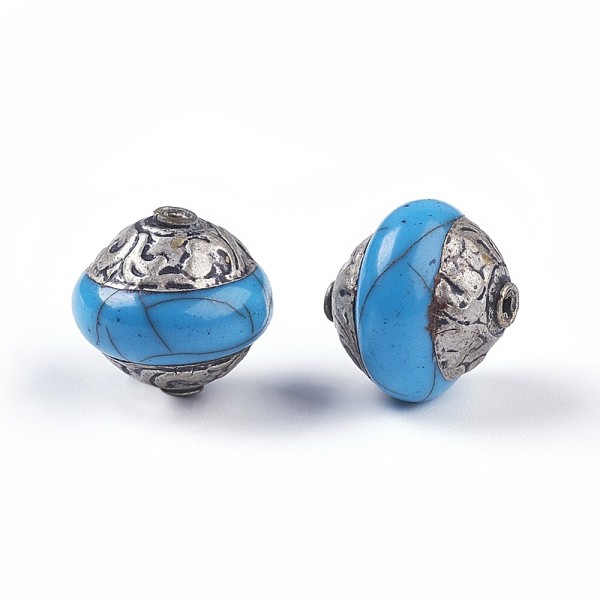 PandaHall Tibetan Style Beads, with Brass, Synthetic Turquoise, Bicone, Antique Silver, Light Sky Blue, 13.7x14.3mm, Hole: 1.2mm Synthetic...
PandaHall Tibetan Style Beads, with Brass, Synthetic Turquoise, Bicone, Antique Silver, Light Sky Blue, 13.7x14.3mm, Hole: 1.2mm Synthetic...