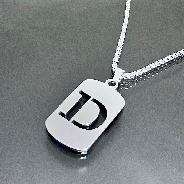 PandaHall Titanium Steel Box Chain Necklaces, Rectangle with Letter D Pendant Necklaces Stainless Steel Letter D
PandaHall Titanium Steel Box Chain Necklaces, Rectangle with Letter D Pendant Necklaces Stainless Steel Letter D