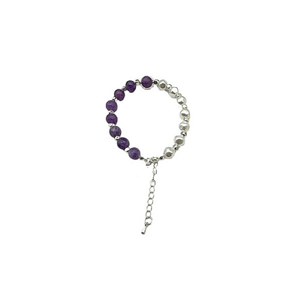 PandaHall Natural Amethyst Round Beaded Bracelet, Platinum, 7-1/8~9-1/8 inch(18~23cm) Amethyst
PandaHall Natural Amethyst Round Beaded Bracelet, Platinum, 7-1/8~9-1/8 inch(18~23cm) Amethyst
