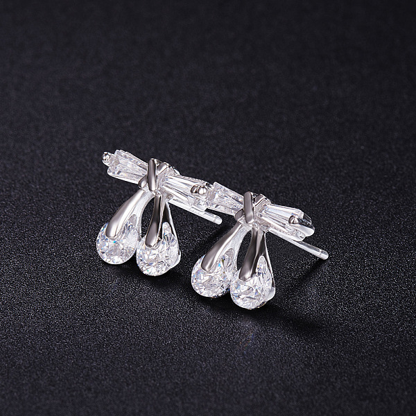 PandaHall SHEGRACE Lovely Rhodium Plated 925 Sterling Silver Ear Studs, with Micro Pave Cubic Zirconia Cherry, Platinum, 11x13mm, Pin: 0.8mm..., Clear
PandaHall SHEGRACE Lovely Rhodium Plated 925 Sterling Silver Ear Studs, with Micro Pave Cubic Zirconia Cherry, Platinum, 11x13mm, Pin: 0.8mm..., Clear