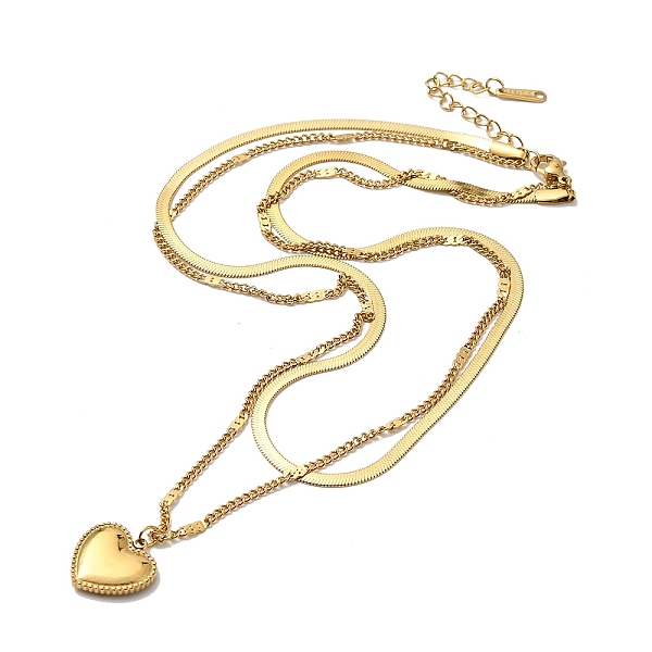 PandaHall 304 Stainless Steel Herringbone & Curb Chains Double Layer Necklaces, with Heart Pendants, Golden, 15.83 inch(40.2cm) 304...
PandaHall 304 Stainless Steel Herringbone & Curb Chains Double Layer Necklaces, with Heart Pendants, Golden, 15.83 inch(40.2cm) 304...