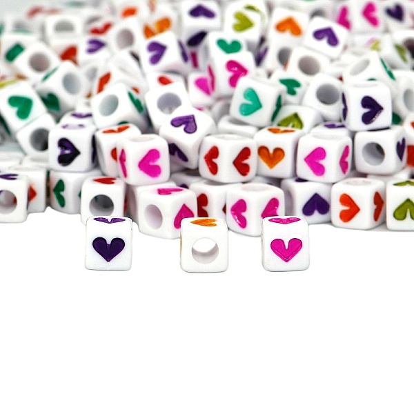 PandaHall White Opaque Acrylic Beads, Cube with Mixed Color Heart Pattern, 7x7mm, Hole: 4mm Acrylic Heart Multicolor
PandaHall White Opaque Acrylic Beads, Cube with Mixed Color Heart Pattern, 7x7mm, Hole: 4mm Acrylic Heart Multicolor