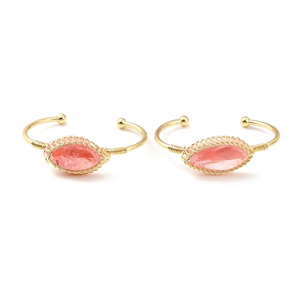 PandaHall Watermelon Stone Glass Horse Eye Wrapped Cuff Bangle, Brass Torque Bangle for Women, Golden, Cadmium Free & Lead Free, Inner...
PandaHall Watermelon Stone Glass Horse Eye Wrapped Cuff Bangle, Brass Torque Bangle for Women, Golden, Cadmium Free & Lead Free, Inner...