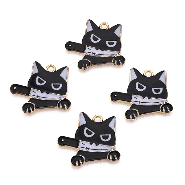 PandaHall Light Gold Tone Alloy Enamel Pendants, Cat and Knife, Black, 24x27x1.5mm, Hole: 2mm Alloy+Enamel Cat Shape Black
PandaHall Light Gold Tone Alloy Enamel Pendants, Cat and Knife, Black, 24x27x1.5mm, Hole: 2mm Alloy+Enamel Cat Shape Black