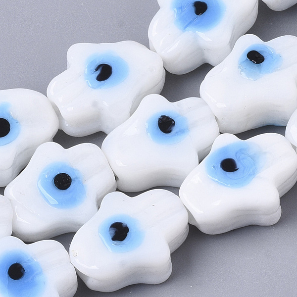 PandaHall Handmade Evil Eye Lampwork Beads Strands, Hamsa Hand/Hand of Fatima/Hand of Miriam with Evil Eye, White, 14~15x12x7mm, Hole: 1.8mm...
PandaHall Handmade Evil Eye Lampwork Beads Strands, Hamsa Hand/Hand of Fatima/Hand of Miriam with Evil Eye, White, 14~15x12x7mm, Hole: 1.8mm...