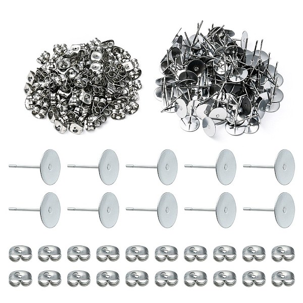 PandaHall 100Pcs 304 Stainless Steel Stud Earring Findings, Flat Round Pad Base Earring Settings, with 100Pcs Friction Ear Nuts, Stainless...
PandaHall 100Pcs 304 Stainless Steel Stud Earring Findings, Flat Round Pad Base Earring Settings, with 100Pcs Friction Ear Nuts, Stainless...