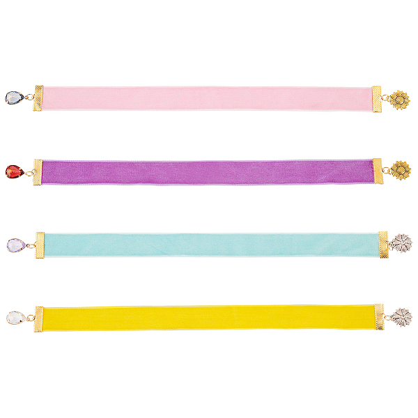 PandaHall Velvet Ribbon Bookmarks, Resin Rhinestone Teardrop & Alloy Sunflower Pendant Bookmark, Mixed Color, 300mm, 4 color, 1pc/color..., Multicolor
PandaHall Velvet Ribbon Bookmarks, Resin Rhinestone Teardrop & Alloy Sunflower Pendant Bookmark, Mixed Color, 300mm, 4 color, 1pc/color..., Multicolor