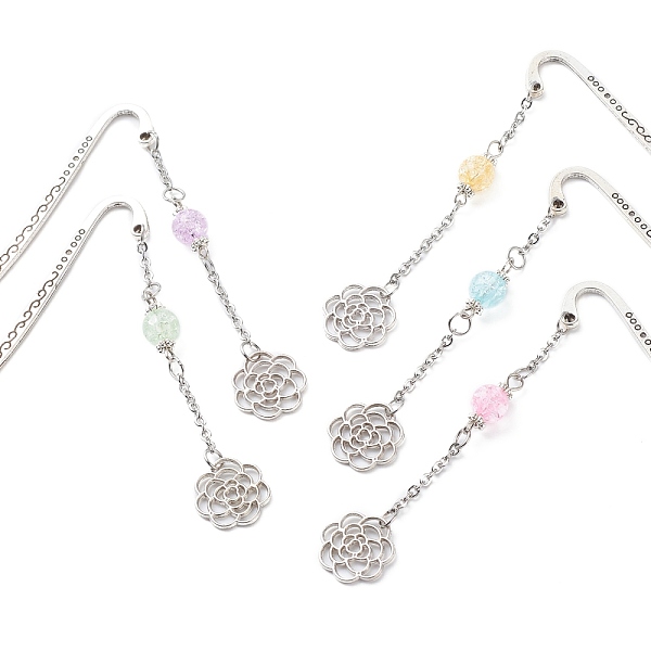 PandaHall Tibetan Style Alloy Hook Bookmarks, Flower Pendant Bookmark, with Transparent Crackle Acrylic Beads, 304 Stainless Steel Cable..., Multicolor
PandaHall Tibetan Style Alloy Hook Bookmarks, Flower Pendant Bookmark, with Transparent Crackle Acrylic Beads, 304 Stainless Steel Cable..., Multicolor