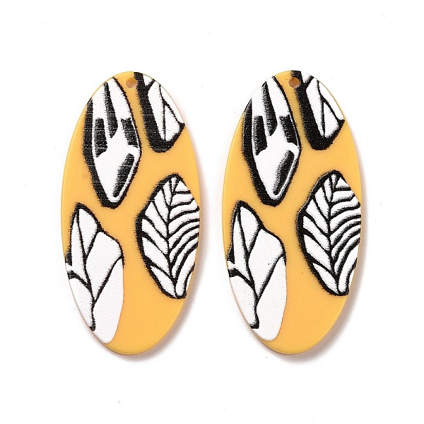 PandaHall Printed Opaque Acrylic Pendants, Oval with Leaf Pattern, Gold, 48.5x24x2.5mm, Hole: 2mm Acrylic Oval Gold
PandaHall Printed Opaque Acrylic Pendants, Oval with Leaf Pattern, Gold, 48.5x24x2.5mm, Hole: 2mm Acrylic Oval Gold