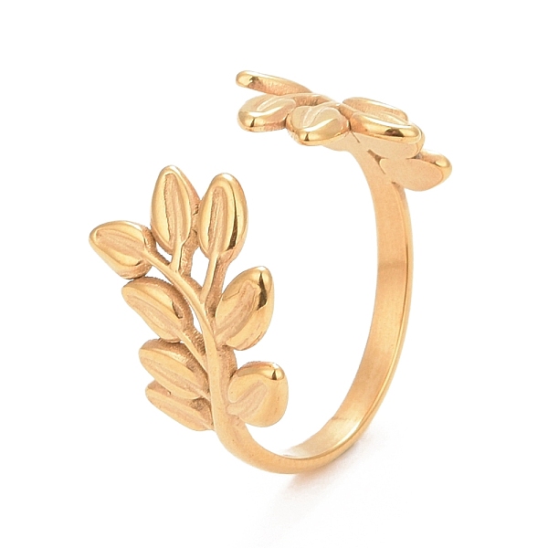 PandaHall Ion Plating(IP) 304 Stainless Steel Leaf Open Cuff Ring for Women, Golden, US Size 6 1/2(16.9mm) 304 Stainless Steel
PandaHall Ion Plating(IP) 304 Stainless Steel Leaf Open Cuff Ring for Women, Golden, US Size 6 1/2(16.9mm) 304 Stainless Steel