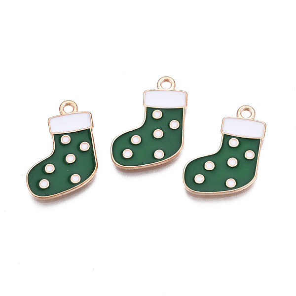 PandaHall Christmas Alloy Enamel Pendants, Cadmium Free & Lead Free, Light Gold, Christmas Sock, Dark Green, 21x15.5x1.5mm, Hole: 1.8mm...
PandaHall Christmas Alloy Enamel Pendants, Cadmium Free & Lead Free, Light Gold, Christmas Sock, Dark Green, 21x15.5x1.5mm, Hole: 1.8mm...
