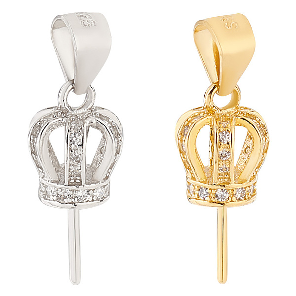 PandaHall 2Pcs 2 Colors 925 Sterling Silver Micro Pave Cubic Zirconia Pendant Bails, Cup Peg Bails, Crown, Platinum & Golden, 16x7mm, Pin...
PandaHall 2Pcs 2 Colors 925 Sterling Silver Micro Pave Cubic Zirconia Pendant Bails, Cup Peg Bails, Crown, Platinum & Golden, 16x7mm, Pin...