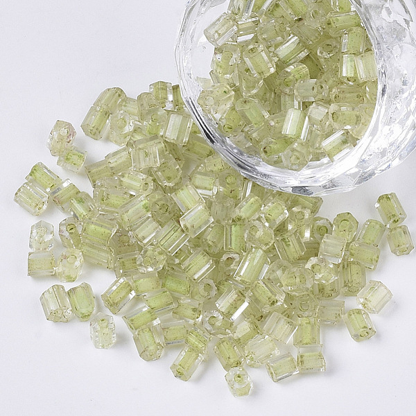PandaHall 6/0 Two Cut Glass Seed Beads, Hexagon, Transparent Inside Colours Rainbow, Yellow Green, 3.5~5x3.5~4mm, Hole: 1mm, about...
PandaHall 6/0 Two Cut Glass Seed Beads, Hexagon, Transparent Inside Colours Rainbow, Yellow Green, 3.5~5x3.5~4mm, Hole: 1mm, about...