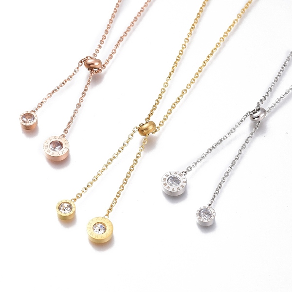 PandaHall Adjustable 304 Stainless Steel Lariat Necklaces, with Rhinestone and Lobster Claw Clasps, Flat Round with Roman Numerals, Mixed..., Clear
PandaHall Adjustable 304 Stainless Steel Lariat Necklaces, with Rhinestone and Lobster Claw Clasps, Flat Round with Roman Numerals, Mixed..., Clear