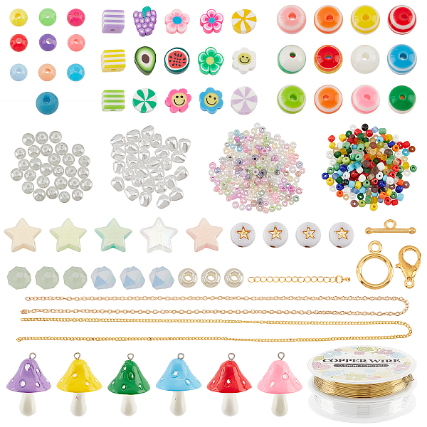 PandaHall DIY Candy Color Bracelet Necklace Making Kit, Including Resin Mushroom Pendants, Round & Flower & Fruit Polymer Clay & Resin &..., Multicolor
PandaHall DIY Candy Color Bracelet Necklace Making Kit, Including Resin Mushroom Pendants, Round & Flower & Fruit Polymer Clay & Resin &..., Multicolor