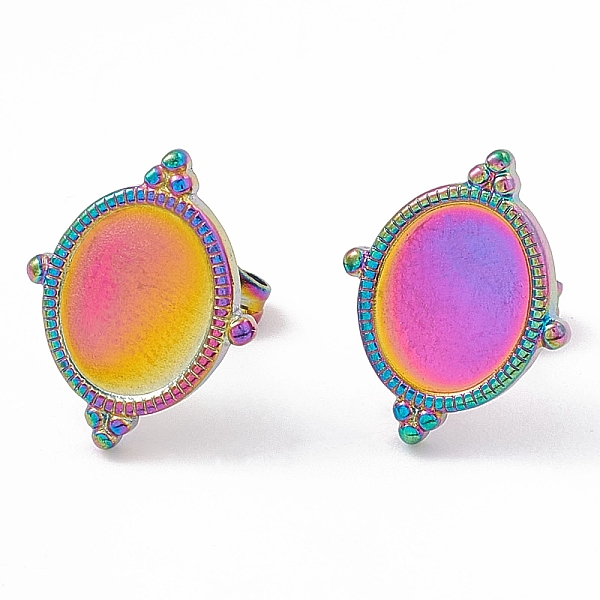 PandaHall Ion Plating(IP) 304 Stainless Steel Stud Earring Findings, Oval Earring Settings, with Ear Nuts, Rainbow Color, 16x12.5mm, Pin...
PandaHall Ion Plating(IP) 304 Stainless Steel Stud Earring Findings, Oval Earring Settings, with Ear Nuts, Rainbow Color, 16x12.5mm, Pin...