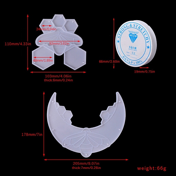 PandaHall DIY Wind Chime Making Kits, Silicone Molds, Resin Casting Molds, for UV Resin & Epoxy Resin Craft Making, Bees, 110~178x103~205mm...
PandaHall DIY Wind Chime Making Kits, Silicone Molds, Resin Casting Molds, for UV Resin & Epoxy Resin Craft Making, Bees, 110~178x103~205mm...