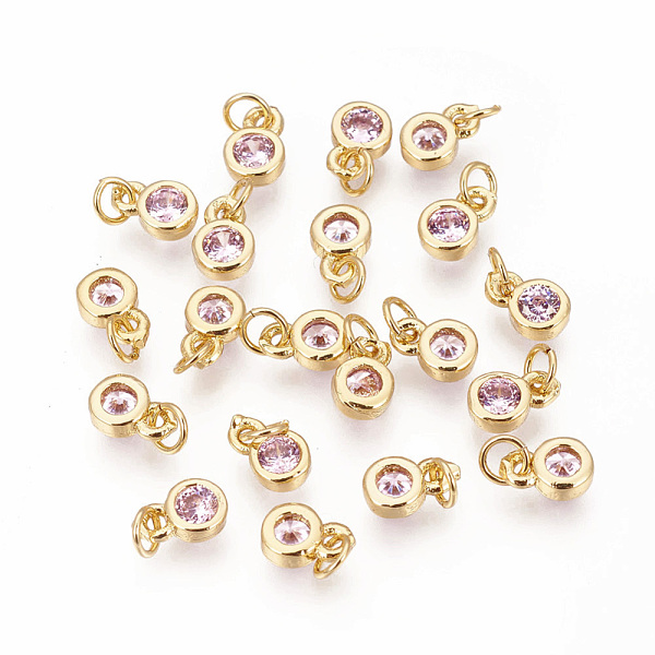 PandaHall Brass with Single Cubic Zirconia Charms, Single Stone Charms, Flat Round, Golden, Pearl Pink, 6.5x4.5x2mm, Hole: 2.5~3mm...
PandaHall Brass with Single Cubic Zirconia Charms, Single Stone Charms, Flat Round, Golden, Pearl Pink, 6.5x4.5x2mm, Hole: 2.5~3mm...