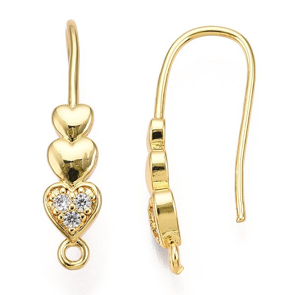 PandaHall Brass Micro Pave Cubic Zirconia Earrings Hooks, Ear Wire with Horizontal Loops, Heart, Golden, 29x14x5mm, Hole: 1mm, 18 Gauge, Pin..., Clear
PandaHall Brass Micro Pave Cubic Zirconia Earrings Hooks, Ear Wire with Horizontal Loops, Heart, Golden, 29x14x5mm, Hole: 1mm, 18 Gauge, Pin..., Clear
