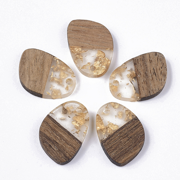 PandaHall Transparent Resin & Walnut Wood Pendants, with Gold Foil, Teardrop, Gold, 21x15~16x3.5mm, Hole: 2mm Resin+Wood Teardrop Gold
PandaHall Transparent Resin & Walnut Wood Pendants, with Gold Foil, Teardrop, Gold, 21x15~16x3.5mm, Hole: 2mm Resin+Wood Teardrop Gold