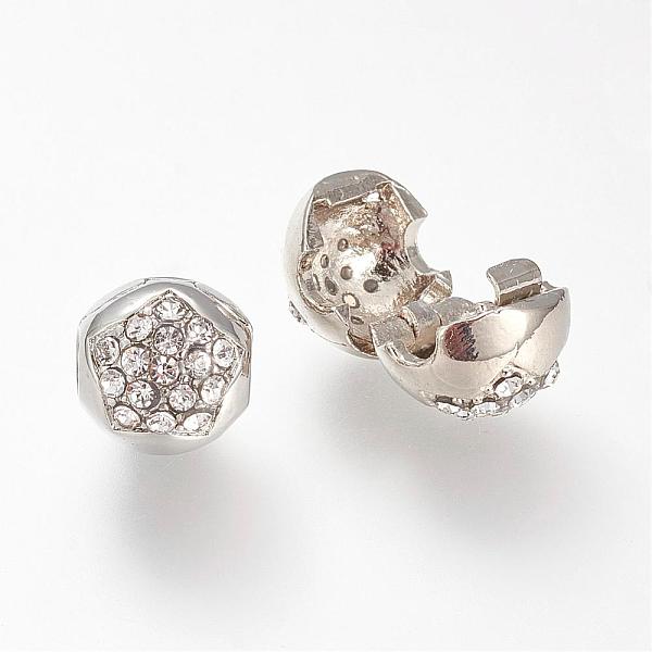 PandaHall Brass Rhinestone European Clasps, Round, Platinum, Crystal, 9~10mm, Hole: 3.5mm Brass Round Clear
PandaHall Brass Rhinestone European Clasps, Round, Platinum, Crystal, 9~10mm, Hole: 3.5mm Brass Round Clear