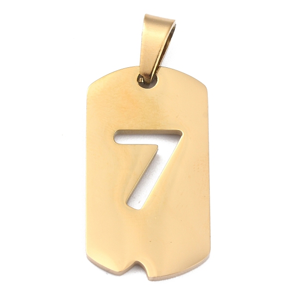 PandaHall Ion Plating(IP) 304 Stainless Steel Pendants, Manual Polishing, Rectangle with Number, Golden, Num.7, 27.5x14.5x1.5mm, Hole: 3.5mm...
PandaHall Ion Plating(IP) 304 Stainless Steel Pendants, Manual Polishing, Rectangle with Number, Golden, Num.7, 27.5x14.5x1.5mm, Hole: 3.5mm...