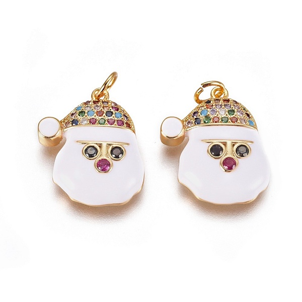 PandaHall Brass Micro Pave Cubic Zirconia Pendants, with Enamel and Jump Ring, Father Christmas/Santa Claus, White, Golden, 19x16x4mm, Hole...
PandaHall Brass Micro Pave Cubic Zirconia Pendants, with Enamel and Jump Ring, Father Christmas/Santa Claus, White, Golden, 19x16x4mm, Hole...