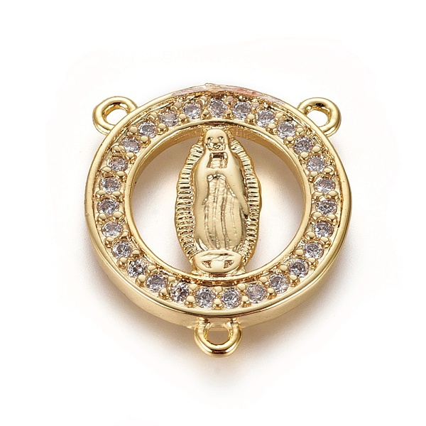 PandaHall Brass Cubic Zirconia Chandelier Component Links, 3 Loop Connectors, Religion, Flat Round with Virgin Mary, Clear, Golden...
PandaHall Brass Cubic Zirconia Chandelier Component Links, 3 Loop Connectors, Religion, Flat Round with Virgin Mary, Clear, Golden...