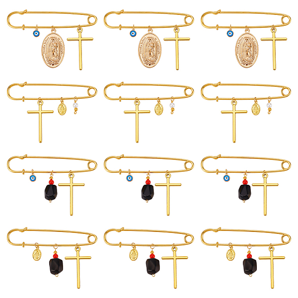 PandaHall 12Pcs 4 Style Cross & Virgin Mary Alloy & Resin Cube & Acrylic Pearl Charms Safety Pin Brooch, Iron Lapel Pins for Women, Golden...
PandaHall 12Pcs 4 Style Cross & Virgin Mary Alloy & Resin Cube & Acrylic Pearl Charms Safety Pin Brooch, Iron Lapel Pins for Women, Golden...