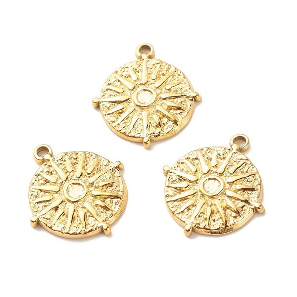 PandaHall 201 Stainless Steel Pendants, Textured, Flat Round with Sun, Golden, 22x19x2mm, Hole: 1.8mm 201 Stainless Steel Flat Round
PandaHall 201 Stainless Steel Pendants, Textured, Flat Round with Sun, Golden, 22x19x2mm, Hole: 1.8mm 201 Stainless Steel Flat Round