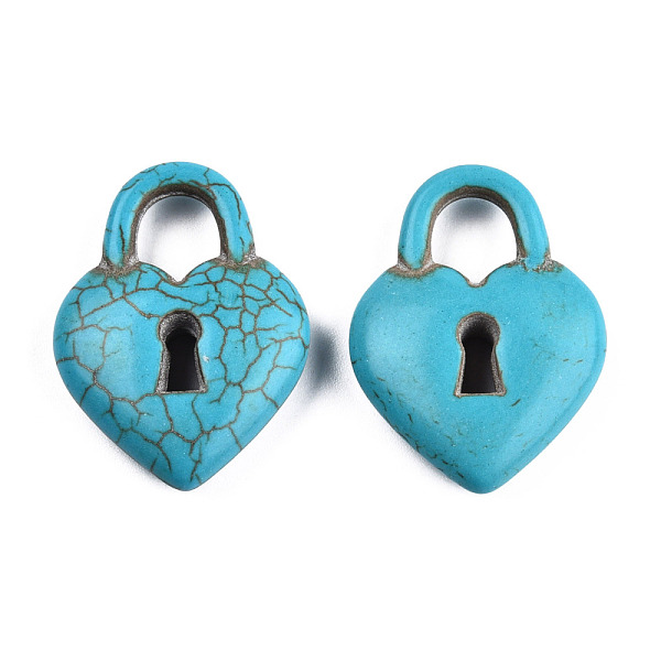 PandaHall Synthetic Turquoise Gemstone Pendants, Dyed, Heart Padlock, Turquoise, 33x24~24.5x7mm, Hole: 8mm Synthetic Turquoise Lock Green
PandaHall Synthetic Turquoise Gemstone Pendants, Dyed, Heart Padlock, Turquoise, 33x24~24.5x7mm, Hole: 8mm Synthetic Turquoise Lock Green