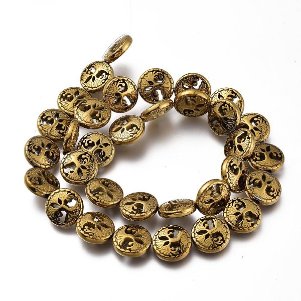 PandaHall Non-magnetic Synthetic Hematite Beads Strands, Vacuum Plating(Color Retention for 3 Years), Flat Round with Tree of Life, Golden...
PandaHall Non-magnetic Synthetic Hematite Beads Strands, Vacuum Plating(Color Retention for 3 Years), Flat Round with Tree of Life, Golden...