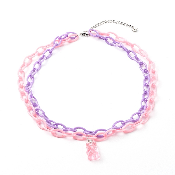 PandaHall Double Layer Necklaces, with Bear Resin Pendants and ABS Plastic Cable Chains, Stainless Steel Color, Pink, 15.35 inch(39cm)...
PandaHall Double Layer Necklaces, with Bear Resin Pendants and ABS Plastic Cable Chains, Stainless Steel Color, Pink, 15.35 inch(39cm)...