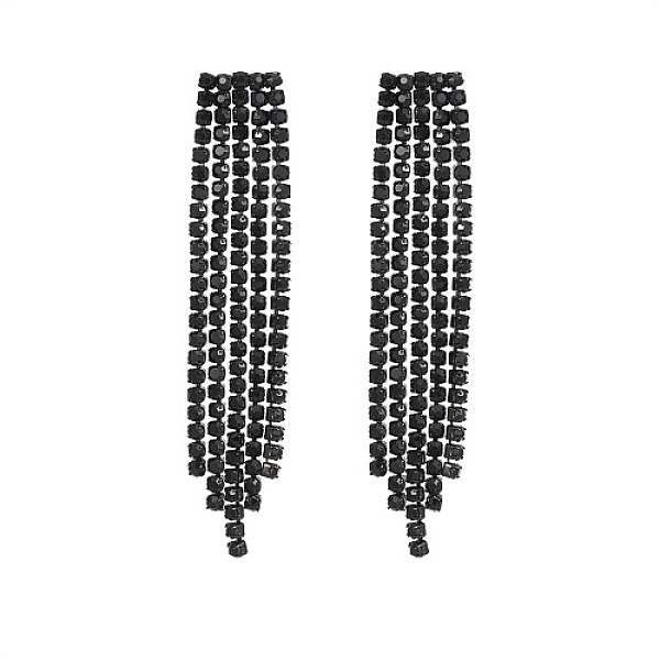 PandaHall 304 Stainless Steel Stud Earrings, Rhinestone Chains Tassel Earrings, Black, 62x12mm Rhinestone Black
PandaHall 304 Stainless Steel Stud Earrings, Rhinestone Chains Tassel Earrings, Black, 62x12mm Rhinestone Black