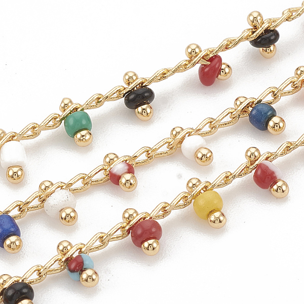 PandaHall Handmade Seed Beaded Chains, Soldered, with Spool, with Brass Findings, Nickel Free, Real Gold Plated, Mixed Color, 2~2.5mm, about..., Multicolor
PandaHall Handmade Seed Beaded Chains, Soldered, with Spool, with Brass Findings, Nickel Free, Real Gold Plated, Mixed Color, 2~2.5mm, about..., Multicolor