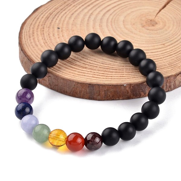 PandaHall Chakra Natural Black Agate(Dyed) Beaded Stretch Bracelets, with Gemstone Beads, 55mm Black Agate Black
PandaHall Chakra Natural Black Agate(Dyed) Beaded Stretch Bracelets, with Gemstone Beads, 55mm Black Agate Black