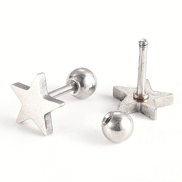 PandaHall 201 Stainless Steel Barbell Cartilage Earrings, Screw Back Earrings, with 304 Stainless Steel Pins, Star, Stainless Steel Color...
PandaHall 201 Stainless Steel Barbell Cartilage Earrings, Screw Back Earrings, with 304 Stainless Steel Pins, Star, Stainless Steel Color...