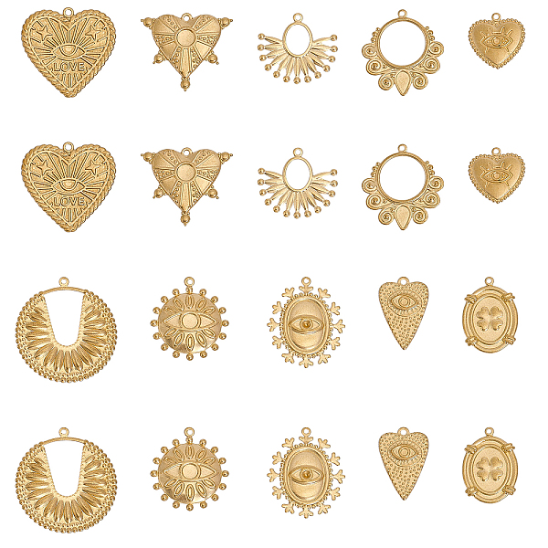 PandaHall CHGCRAFT 20Pcs 10 Style Brass Pendants, Evil Eye/Heart with Eye/Oval with Clover, Golden, 19~34x18~30x1~3mm, Hole: 1.4~1.6mm...
PandaHall CHGCRAFT 20Pcs 10 Style Brass Pendants, Evil Eye/Heart with Eye/Oval with Clover, Golden, 19~34x18~30x1~3mm, Hole: 1.4~1.6mm...