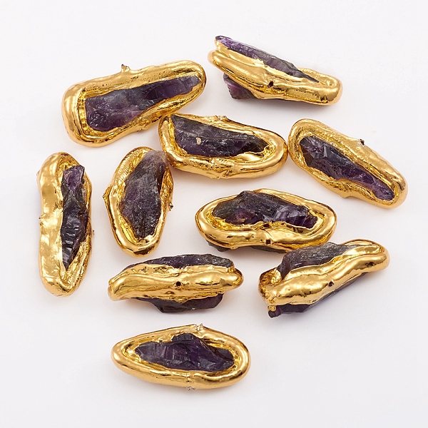 PandaHall Natural Amethyst Beads, with Golden Plated Brass Edge, Oval, 27~31x11~15x11~12mm, Hole: 0.6mm Amethyst Oval
PandaHall Natural Amethyst Beads, with Golden Plated Brass Edge, Oval, 27~31x11~15x11~12mm, Hole: 0.6mm Amethyst Oval