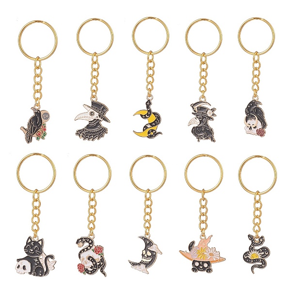 PandaHall Halloween Theme Alloy Enamel Pendant Keychain, with Iron Split Key Rings, Crow & Cat & Snake with Flower & Moon, Mixed Color..., Multicolor
PandaHall Halloween Theme Alloy Enamel Pendant Keychain, with Iron Split Key Rings, Crow & Cat & Snake with Flower & Moon, Mixed Color..., Multicolor