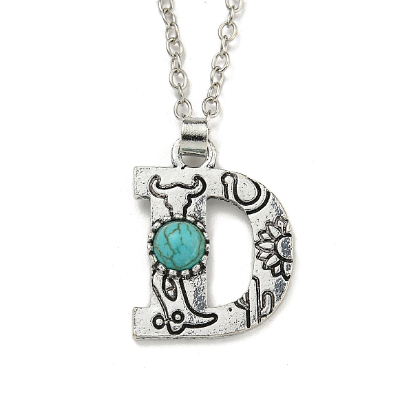 PandaHall Letter A~Z Antique Silver Plated Alloy with Synthetic Turquoise Pendant Necklaces, with Iron Cable Chains, Letter D, 18.70 inch...
PandaHall Letter A~Z Antique Silver Plated Alloy with Synthetic Turquoise Pendant Necklaces, with Iron Cable Chains, Letter D, 18.70 inch...