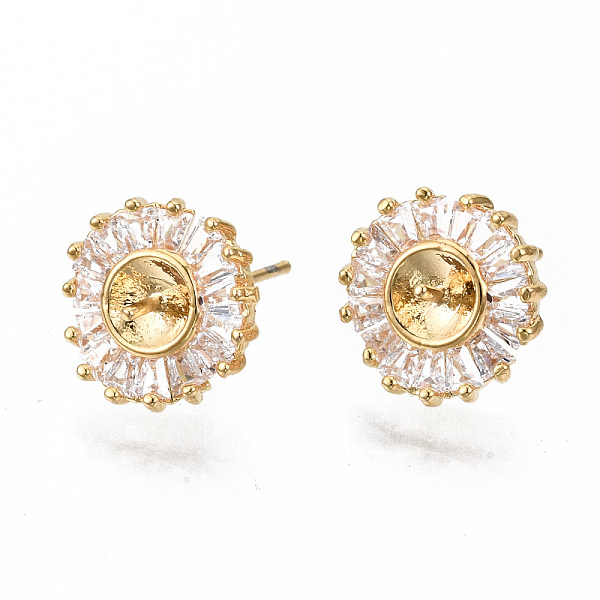 PandaHall Brass Micro Pave Clear Cubic Zirconia Earring Findings, for Half Drilled Beads, Nickel Free, Flat Round, Real 18K Gold Plated...
PandaHall Brass Micro Pave Clear Cubic Zirconia Earring Findings, for Half Drilled Beads, Nickel Free, Flat Round, Real 18K Gold Plated...