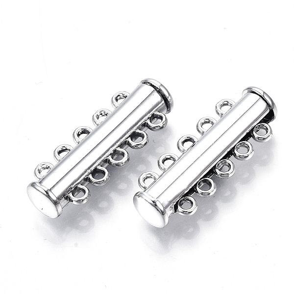 PandaHall 5-Strands Brass Magnetic Slide Lock Clasps, 10-Hole, Tube, Platinum, 28.5x10.5x6.5mm, Hole: 1.5mm Brass
PandaHall 5-Strands Brass Magnetic Slide Lock Clasps, 10-Hole, Tube, Platinum, 28.5x10.5x6.5mm, Hole: 1.5mm Brass