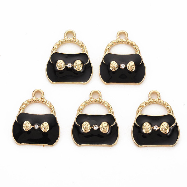 PandaHall Alloy Enamel Pendants, with Crystal Rhinestone, Light Gold, Bag, Black, 19x16x3mm, Hole: 2mm Alloy+Enamel Bag Black
PandaHall Alloy Enamel Pendants, with Crystal Rhinestone, Light Gold, Bag, Black, 19x16x3mm, Hole: 2mm Alloy+Enamel Bag Black