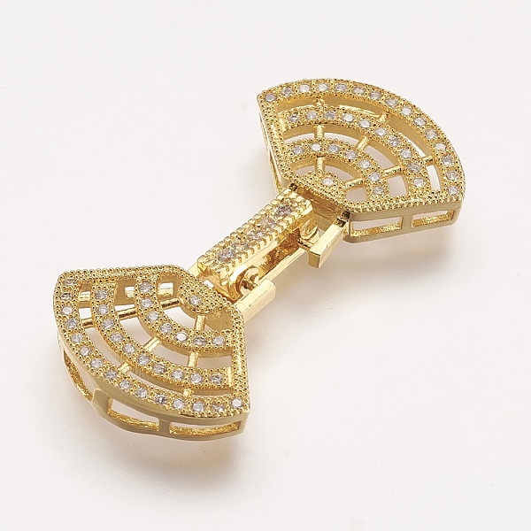 PandaHall Brass Micro Pave Cubic Zirconia Fold Over Clasps, Fan, Golden, 37x19x5mm, Hole: 2mm Brass+Cubic Zirconia
PandaHall Brass Micro Pave Cubic Zirconia Fold Over Clasps, Fan, Golden, 37x19x5mm, Hole: 2mm Brass+Cubic Zirconia
