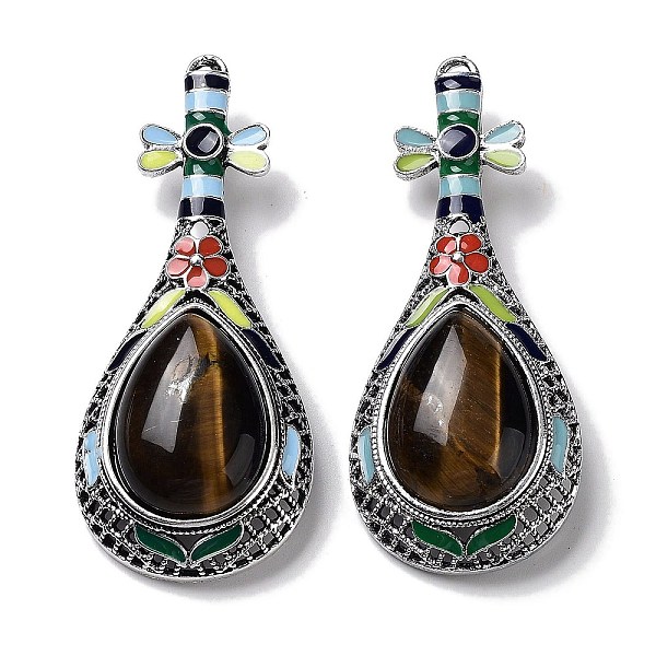 PandaHall Tibetan Style Alloy Brooches, with Natural Tiger Eye and Eneml, Antique Silver, 66x27.5x18mm, Hole: 8.4x4.2mm Tiger Eye Teardrop
PandaHall Tibetan Style Alloy Brooches, with Natural Tiger Eye and Eneml, Antique Silver, 66x27.5x18mm, Hole: 8.4x4.2mm Tiger Eye Teardrop