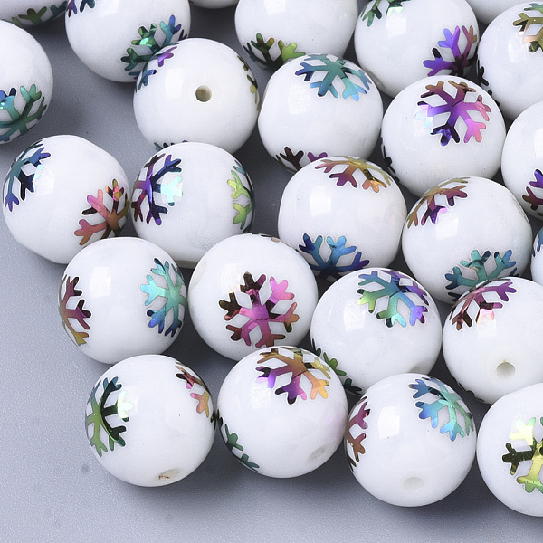 PandaHall Christmas Opaque Glass Beads, Round with Electroplate Snowflake Pattern, Multi-color Plated, 10mm, Hole: 1.2mm Glass Snowflake..., White
PandaHall Christmas Opaque Glass Beads, Round with Electroplate Snowflake Pattern, Multi-color Plated, 10mm, Hole: 1.2mm Glass Snowflake..., White