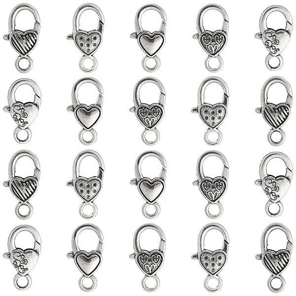 PandaHall 25Pcs 5 Styles Tibetan Style Alloy Lobster Claw Clasps, Heart, Antique Silver, 25~27x14.5x5~6mm, Hole: 4mm, 5pcs/style Alloy Heart
PandaHall 25Pcs 5 Styles Tibetan Style Alloy Lobster Claw Clasps, Heart, Antique Silver, 25~27x14.5x5~6mm, Hole: 4mm, 5pcs/style Alloy Heart