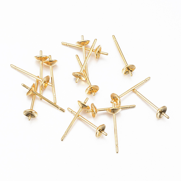 PandaHall 304 Stainless Steel Post Stud Earring Settings For Half Drilled Bead, Real 24K Gold Plated, 13.5x4mm, Tray: 3.5mm, Pin: 0.8mm 304...
PandaHall 304 Stainless Steel Post Stud Earring Settings For Half Drilled Bead, Real 24K Gold Plated, 13.5x4mm, Tray: 3.5mm, Pin: 0.8mm 304...